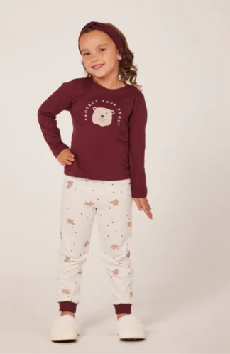 Pijama Infantil Feminino Vinho - Protect Your Peace